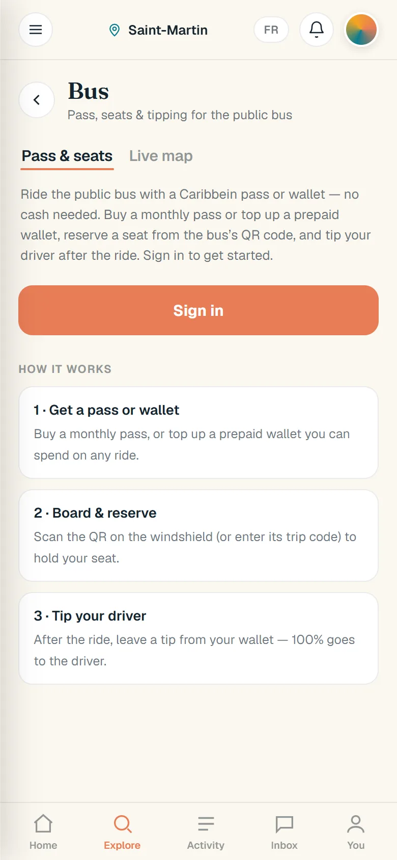 Bus : pass, places et pourboire pour le bus public, en trois étapes.